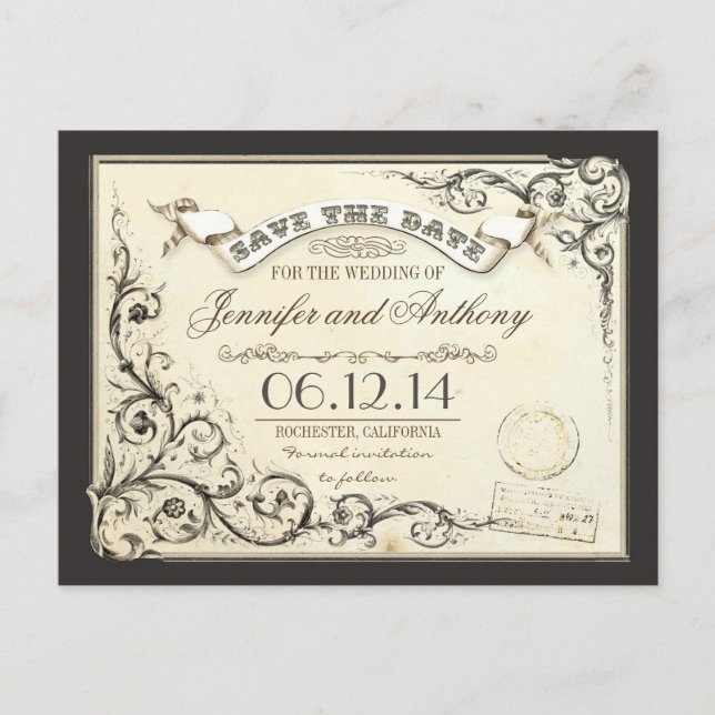 save the date old vintage tickets cards (Front)