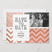 Save the Date - Ombre Chevron Stripe Zig Zag Photo