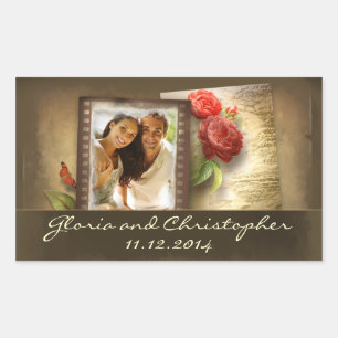 save the date or engagement photo vintage stickers