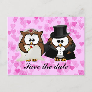 save the date owl announcement postcard