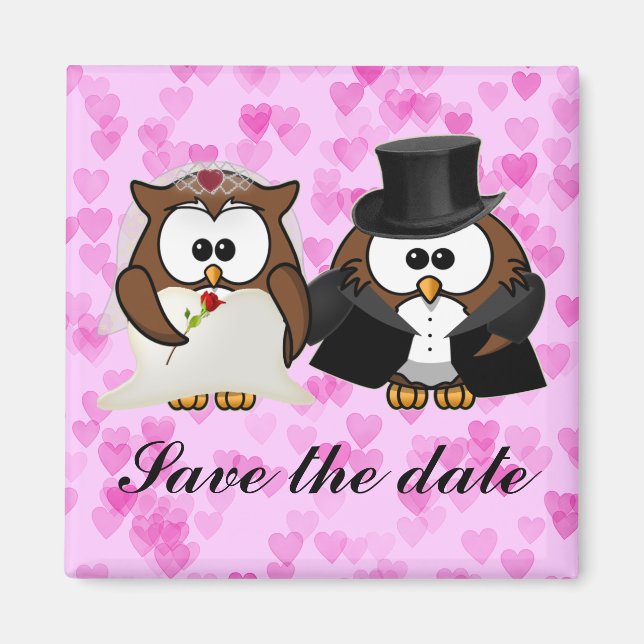 save the date owl magnet (Front)