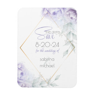 Save the Date   Pale Lilac Watercolor Peonies Magnet