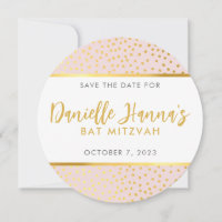 SAVE THE DATE pale pink gold polka dots
