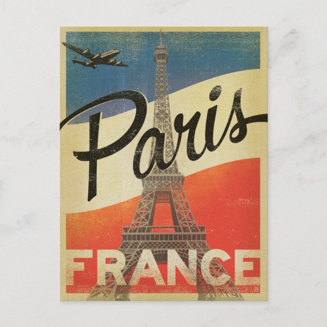 Save the Date | Paris, France - Flag Announcement Postcard (Front)