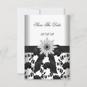 Save The Date Party Black White Flower Diamond