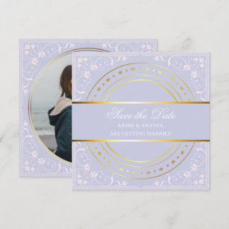 Save the date, Pastel Purple and Gold Wedding  Inv Invitation