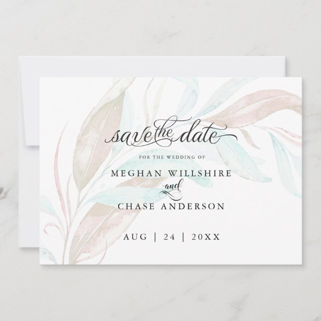 SAVE THE DATE | Pastel Watercolor Autumn Foliage (Front)