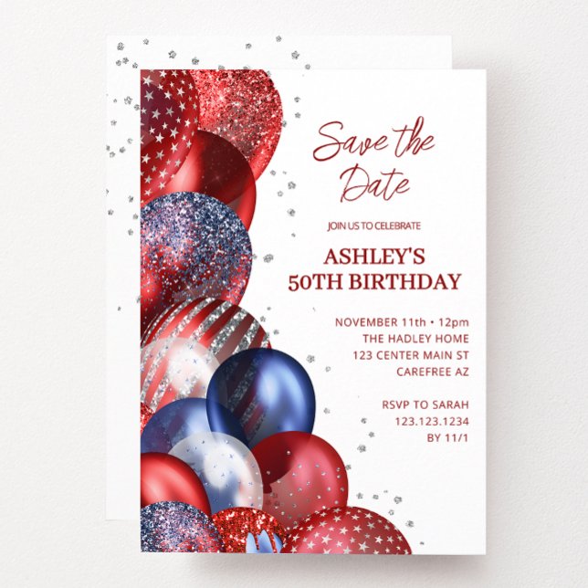Save the Date Patriotic 50th Birthday Invitation (Creator Uploaded)