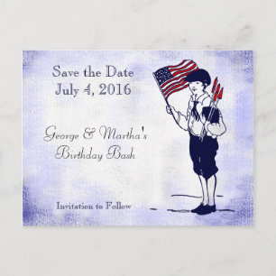 Save the Date Patriotic Flag Fireworks Postcard