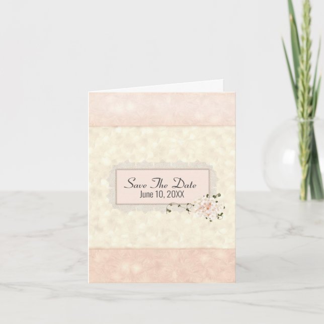 Save The Date Peach and Ivory Elegance Card (Front)
