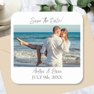 Save The Date Personalise Photo Square Sticker