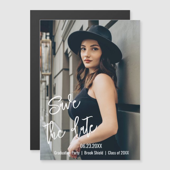 Save the Date Personalised Graduation Photo Magnet (Front/Back)