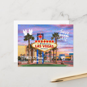 Save the Date Personalised Las Vegas Postcard