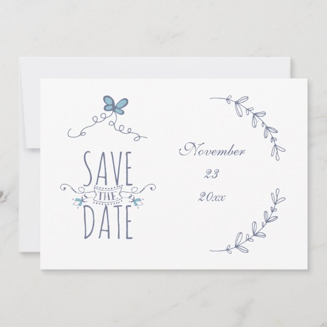 Save the Date Personalised Laurels Card (Front)