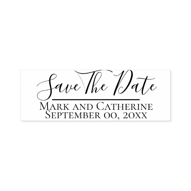 Save the date personalised monogram date script self-inking stamp (Design)