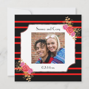 Save the Date Personalised Photo Red and Black