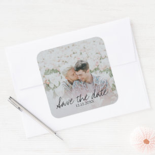 Save The Date Personalised Photo Square Sticker
