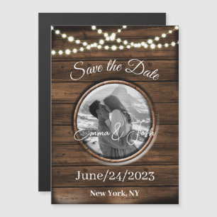 Save the Date Personalised Rustic Magnetic Card