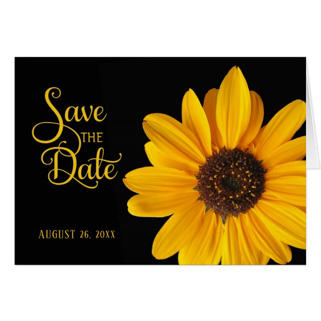 Save the Date, personalised Sunflower (Front Horizontal)