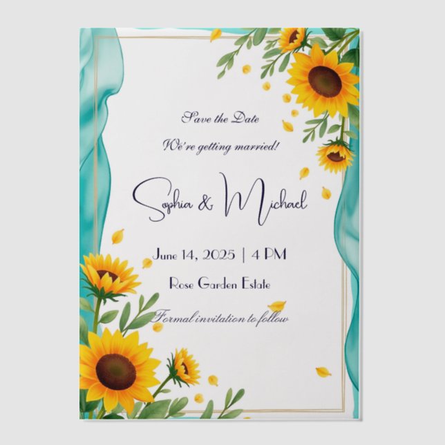 "Save the Date" Personalised Wedding Vellum Invitations (Front)
