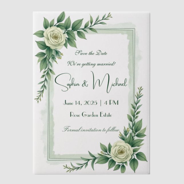 "Save the Date" Personalised Wedding Vellum Invitations (Front)