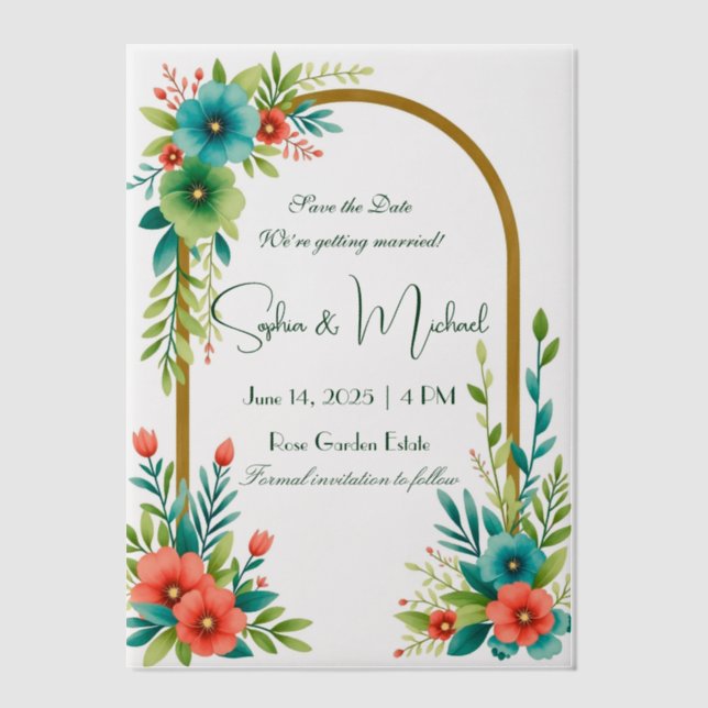 "Save the Date" Personalised Wedding Vellum Invitations (Front)