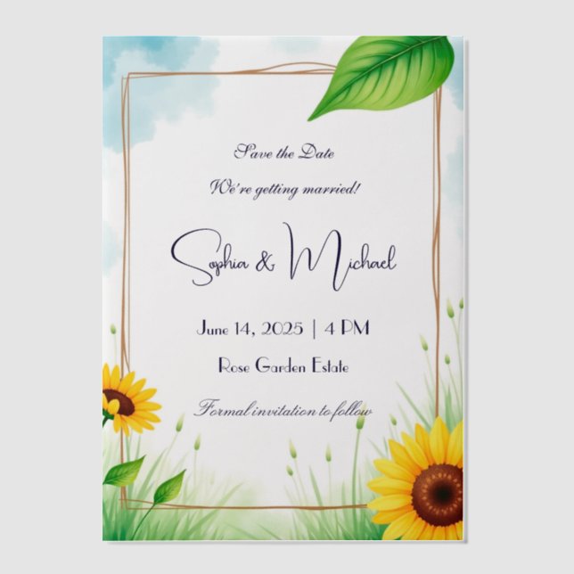 "Save the Date" Personalised Wedding Vellum Invitations (Front)