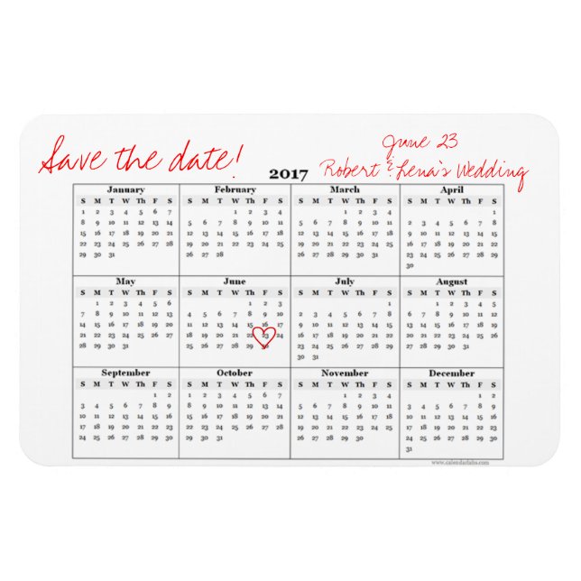 Save the Date Personalised Yearly Calendar Magnet (Horizontal)
