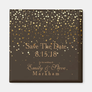 Save The Date Petite Golden Stars Magnet-Brown Magnet