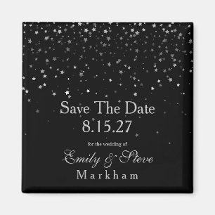 Save The Date Petite Silver Stars Magnet