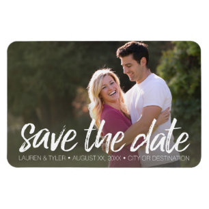 Save the Date - Photo and Modern Brushed Lettering Magnet