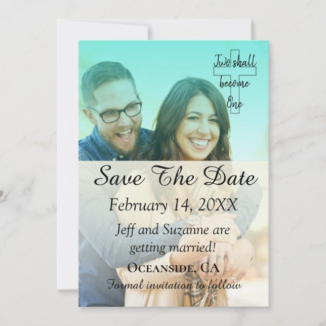 Save The Date Photo Blue Filter Announcement (Front)