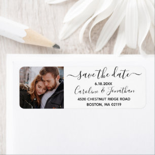 Save the Date Photo Calligraphy Return Address Return Address Label