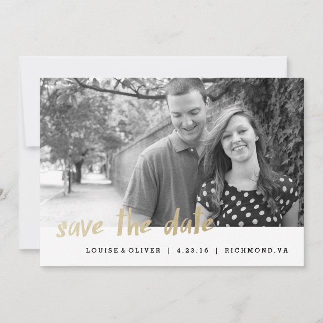 Save the Date Photo Card Gold Foil Hipster (Front)