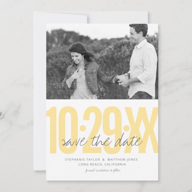 Save the date photo card, wedding collection (Front)