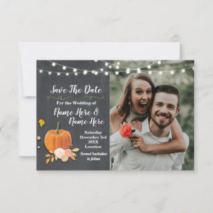 Save The Date Photo Chalk Pumpkin Photo Wedding