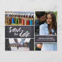 Save the Date, Photo Collage, Engagement, Chalked