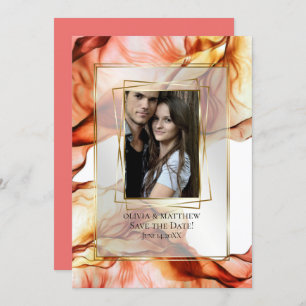 Save the Date Photo Frame Autumn Abstract 3 Invitation