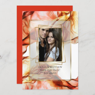 Save the Date   Photo Frame Autumn Abstract 4 Invitation