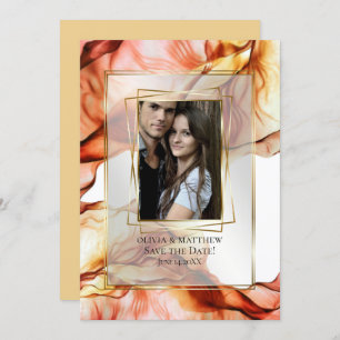 Save the Date   Photo Frame Autumn Abstract 5 Invitation