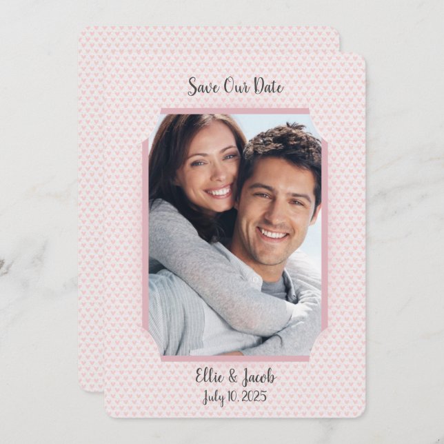 Save The Date photo frame on hearts Invitation (Front/Back)