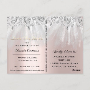 Save The Date Photo Grey 16th 15th Bridal Shower Postcard
