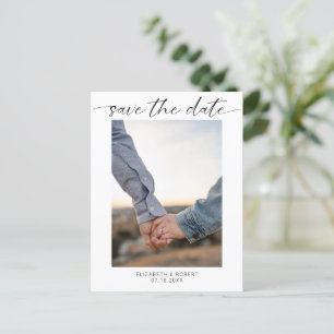Save the Date Photo Minimalist Modern Script Announcement Postcard