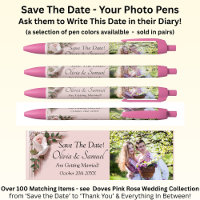 Save The Date - Photo + Pink Roses & Doves Wedding