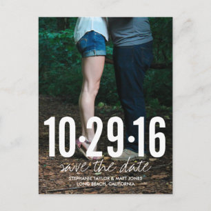 Save The Date Photo Postcard, Large Date Announcement Postcard