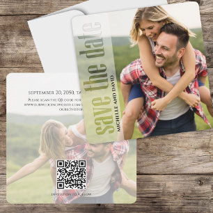 Save the Date Photo QR Code Modern Typography