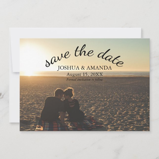 Save The Date Photo | Romantic Script (Front)