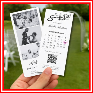 Save The Date Photo Strip Elegant QR Code Wedding