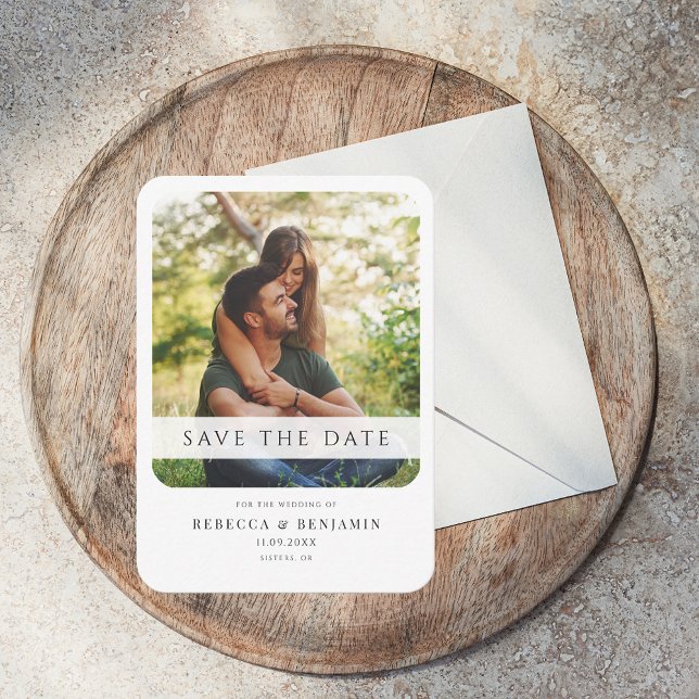 Save the Date Photo Wedding Announcement (Modern Photo Wedding Save the Date Announcement Notecard)