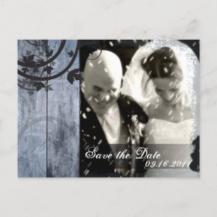 Save the Date Photo Wedding Postcard Barn Board